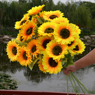 Spot Supply Wedding Ceremony Home Wedding Room Ornamental Flower Artist Huazhen Selected Artificial Flower Sunflower SUNFLOWER