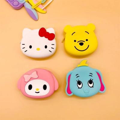 Coin Purse Silicone Mini Bag Cartoon Clutch Purse Card Holder Wallet Can Stick Phone Case Coin Purse