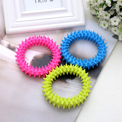 Factory Spot Direct Supply Soft Rubber Dog Molar Teeth Toys round Ring with Thorn Bite-Resistant TPR Pet Toys Wholesale