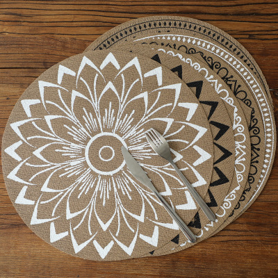 PVC Textilene Placemat Waterproof and Oil-Proof Dining Table Coasters Modern Minimalist Western-Style Placemat round Anti-Scalding Table Mat