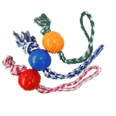 Dog Cotton String TPR Toy Ball Pet Rope Molar Long Lasting Ball Dog Training Puzzle Interaction Supplies Factory Wholesale