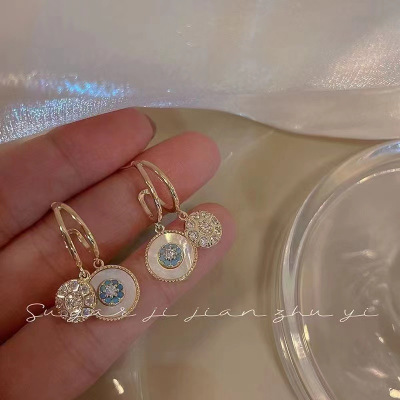 Sterling Silver Needle Sea's Daughter Ear Studs 2022 Exquisite Shell Mild Luxury Retro Gentle Elegant Zircon Fairy Earrings