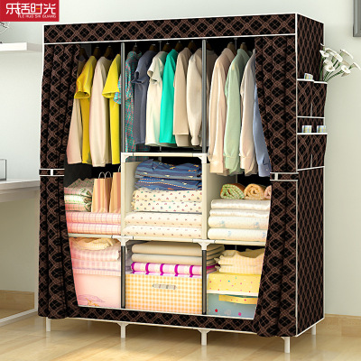 Simple Wardrobe Fabric Special Offer Cloth Wardrobe Assembled Steel Pipe Reinforced Steel Frame Simple Modern Storage Cabinet