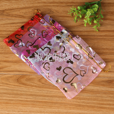 Bronzing Peach Heart Yarn Bag Drawstring Bag Drawstring Wedding Candy Bag Holiday Gift Jewelry Bag Breathable Sachet