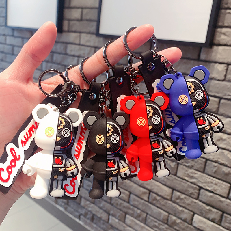 创意个性骷髅小熊公仔钥匙扣汽车挂件网红新品书包挂饰情侣钥匙链