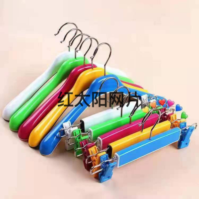 For Children and Kids Clothing Store Color Plastic Back Covers Smooth Hanger Trouser Clips Shelf Clothes Hanger