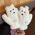 Lambswool Ins Bear Cute Cartoon Student Winter Riding Cold-Proof Velvt Plush Halter Warm Gloves