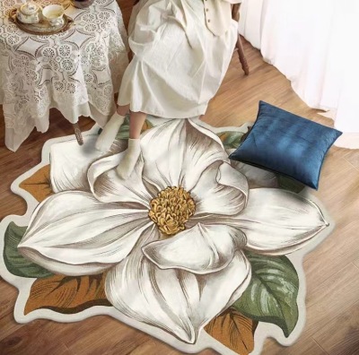 Internet Celebrity Light Luxury Cashmere-like Special-Shaped Floor Mat Creative Flower Living Room Carpet Study and Bedroom Bedside Lambswool Floor Mat