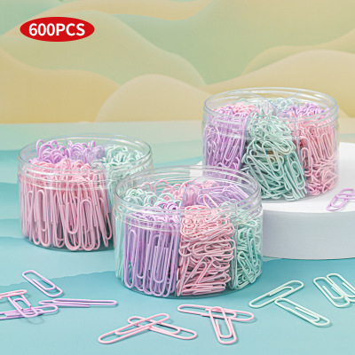 Factory Direct Sales Colorful Paper Clip 600 Pieces Barrel-packed Multi-Functional Paper Clip Wholesale Storage Pin Office Supplies