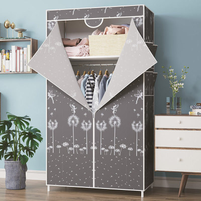 Wardrobe Simple Cloth Wardrobe Dormitory Small Rental Room Fabric Assembly Cabinet Folding Single Storage Hanging Wardrobe