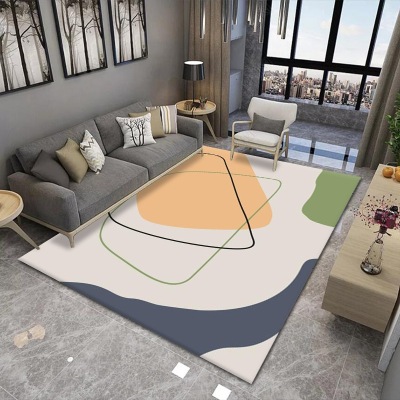Light Luxury Geometric Line Carpet Living Room Coffee Table Non-Slip Floor Mat Fully-Covered Machine Washable Modern Simple Home Floor Mat