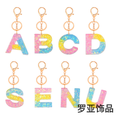 Candy Color English Alphabet Letters Key Chain Resin Acrylic 26 English Popular Simplicity Pendants