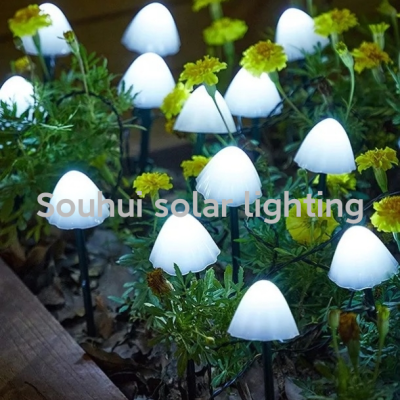 LED Solar String Lights Floor Outlet Solar Mushroom String Lights Outdoor Decorative Lamp Solar Mushroom Garden Courtyard