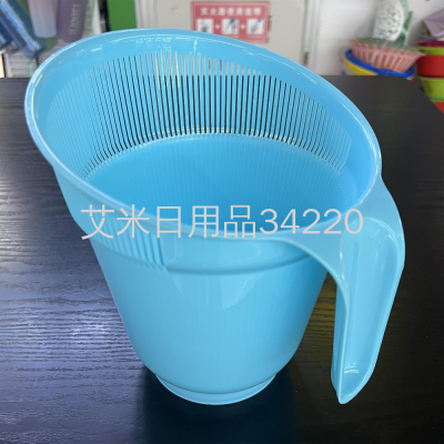 KJ-8830 Kitchen Drain Rice Rinsing Basin Plastic Vegetable Basket with Handle Rice Washing Filter Rice Washing Machine