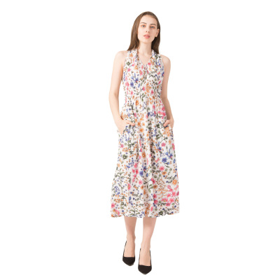 Summer dress  Amazon New Little Daisy Printed Long Dress with Pockets Women's Dress