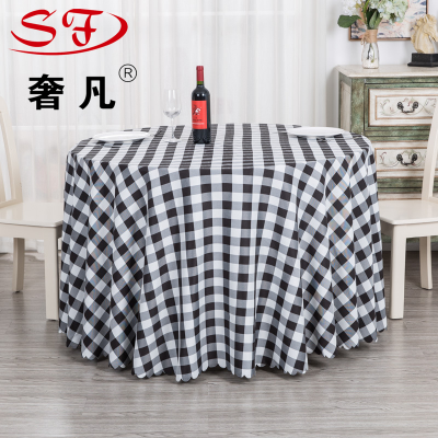 Restaurant Restaurant Large round Table Plaid Coffee Table Cloth Tablecloth Pastoral Style Household Plaid Dining Tablecloth Fabric