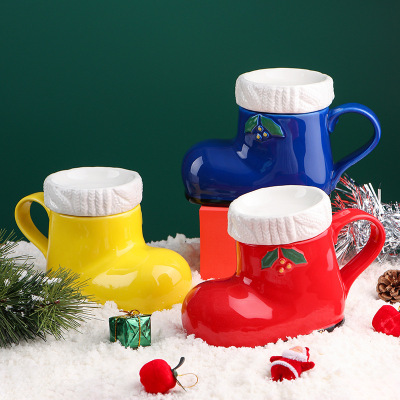 Creative Christmas Boots Subnet Red Shape Unique Strange Funny Cups Water Cup Ceramic Mug Niche