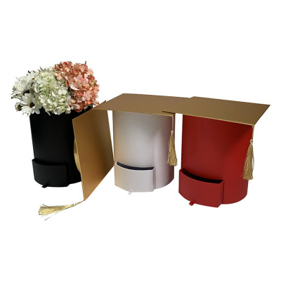 Graduation Season Doctorial Hat Flower Gift Box Flower Arrangement Box Cap Box Graduation Flower Gift Box