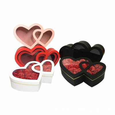Doppel Herz Window Flower Box Heart-Shaped Set Two Flower Gift Box Hand Gift Box Flower Box Birthday Gift Box