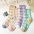 Socks INS New Socks  Women's Fresh Plaid Cotton Women's Female Middle Tube Socks  All-Match and Sweet Long Socks  College Trendy 