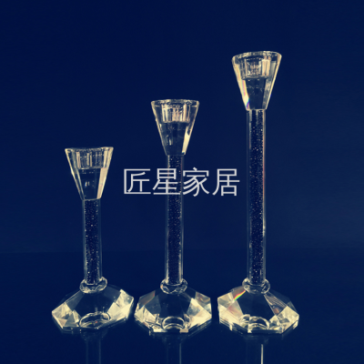 Factory Direct Sales Single-Head Crystal Candlestick Candle Holder Dining Table European Decoration Model Room Soft Decoration Decoration Wedding Candlestick