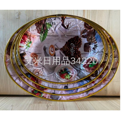 AA-8872 Southeast Asia Plate with Gold Lace Nordic Oval Plate Dish Cutlery Plate Fruit Plate Dim Sum Plate