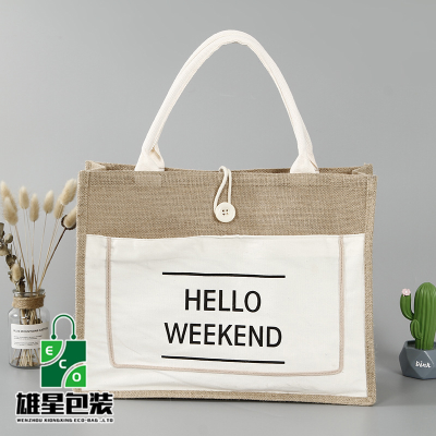 Creative Advertising Sack Large Capacity Beach Bag Stylish and Portable Cotton and Linen Shopping Bag