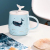 New Cartoon Whale Ceramic Cup Cute Mug Cup with Spoon Lid