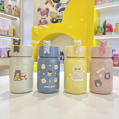 New Soft And Adorable Adorkable Bear Thermos Cup Portable Thermal Insulation Kettle Couple Lifting Stainless Steel Hand Warmer Bottle