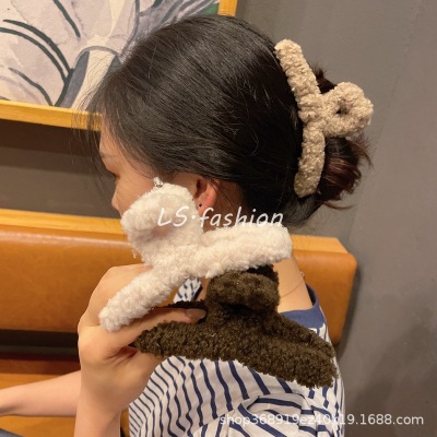 Autumn and Winter Plush Hair Clip Plush Grip Women's Hair Claw Super Large Shark Clip Hairpin Hair Accessories Headdress