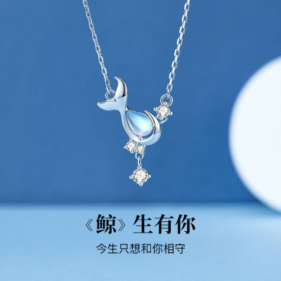 Whale Has You S925 Sterling Silver Whale Necklace Women's Cold Style Ins Light Luxury Minority Design High-Grade Clavicle Chain