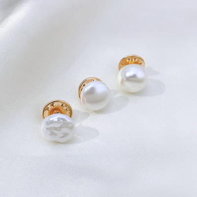 Shirt Anti-Exposure Pearl Brooch Clasp Women's Pin Accessories Clothes Fixed Gadget Neckline Small Brooch Decoration Safety Pin