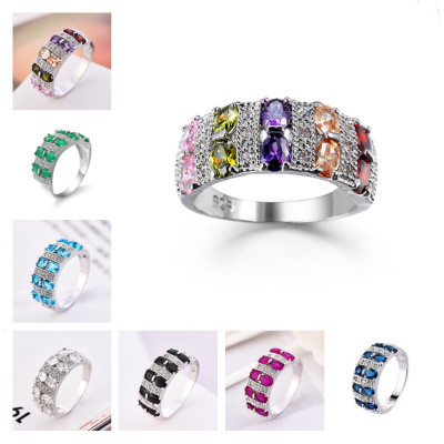 Cross-Border Wish Popular Bracelet European and American Popular Romantic Color Zircon Ring Creative Design Ins Women's Jewelry