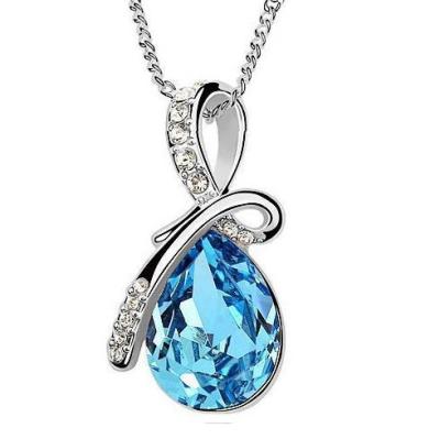 C125 Japanese and Korean Popular Fashion Accessories Angel Tears Water Drop Crystal Pendant Ornaments Necklace Set Wholesale