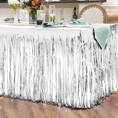 Unique solid Wedding Banquet Event Christmas Birthday Decoration Beach Party Supplies Home Decor PET foil Table Skirt