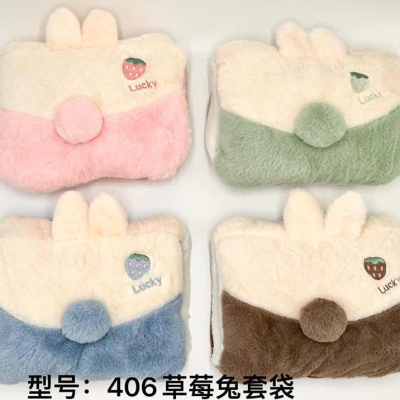 Factory Direct Sales New Pillow Set Cute Strawberry Rabbit Charging Hot Water Bag Foreign Trade round Head Charging