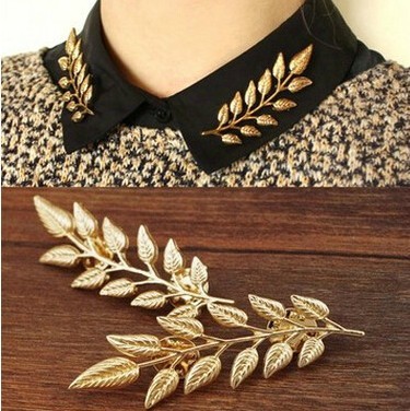 Popular Gold and Silver Ornament Leaf Shaped Male and Female Brooches Sweater Pin Shirt Retail and Wholesale F009