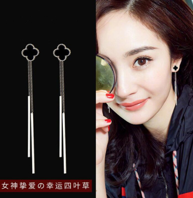 B194 Korean Style Popular Lady Long Earrings Anti-Allergy Tassel Flowers Earrings Sweet Earrings Ear Rings S925