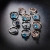 Cross-Border Hot European and American Jewelry Set Blue Crystal Geometric Irregular Two-Color Knuckle Ring Suit 11-Piece Set