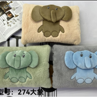 Factory Direct Sales Foreign Trade Round Head Charging Hot Water Bag New Pillow Cute Elephant Pattern