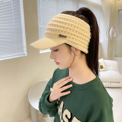 Autumn and Winter Warm Hat for Girls Air Top Woolen Cap Fashion All-Match Trendy Korean Style Plush Hat One Piece Dropshipping
