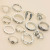 European and American Style Ring Suit European and American Love Footprints Butterfly Moon Snake Cross Flowers Silver Knuckle Ring 13-Piece Set