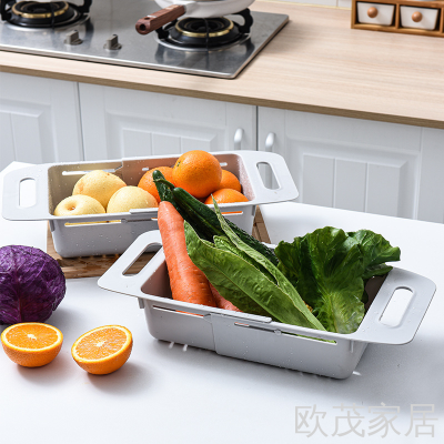 RetractableVegetableWashingDrain BasketDrainBasket Plastic Vegetable Basket Kitchen Fruit Plate Washing Vegetable Basket