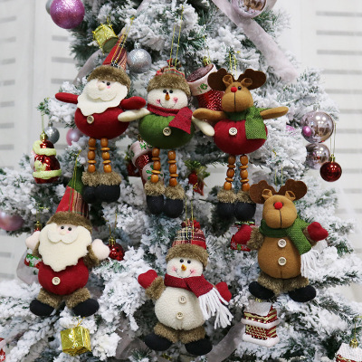 Christmas Decorations Old Man Snowman Elk Christmas Gift Small Pendant Plush Doll Christmas Tree Pendant Supplies