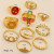 European and American New Ring Set Female Colorful Oil Necklace Clip Flower Cherry Open Snake Star Chain Knuckle Ring