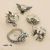 European and American Eye-Catching Ring Suit Female New Product Best-Selling Oil Dripping Geometric Bat Dragon Heart Punk Knuckle Ring 5 Pieces