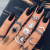 Europe and America Cross Border Popular 10-Piece Personalized Geometric Diamond-Embedded Hand-Held Love Moon Silver Ring Suit