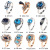 Cross-Border Hot European and American Jewelry Set Blue Crystal Geometric Irregular Two-Color Knuckle Ring Suit 11-Piece Set