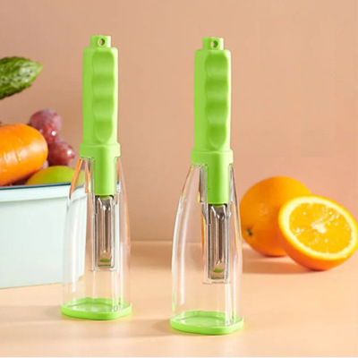 Best-Seller on Douyin Stainless Steel Multi-Functional Storage Peeler with Tube Vegetable and Fruit Cutting Belt Storage Peeler