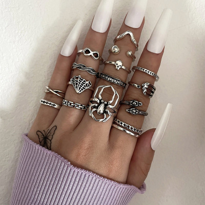 European and American Fashion Spider Snake Palm Unlimited 8 Irregular Cross XINGX Knuckle Ring Suit 15-Piece Set